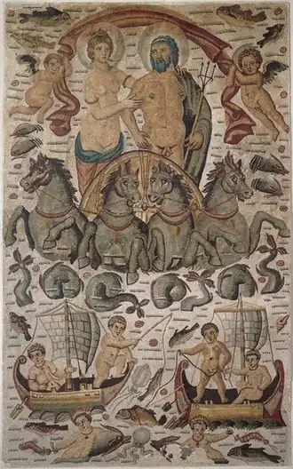 Le Triomphe de Neptune et d'Amphitrite, mosaïque romaine de Cirta, Paris, musée du Louvre.