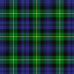 Clan Gordon : Sur une base Black Watch, la bande verte est chargée d'un filet jaune.