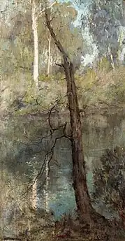 Le fleuve Yarra à Warrandyte, date inconnue, huile sur toile, 64,5&nbsp;×&nbsp;34&nbsp;cm, collection privée.
