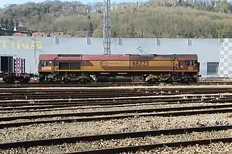 Diesel Electrique Classe 66 sur la rive droite du port de Rouen en 2018.