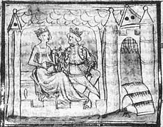 Clovis et Clotilde, fondateurs de l'abbaye. Valenciennes, bibliothèque municipale.