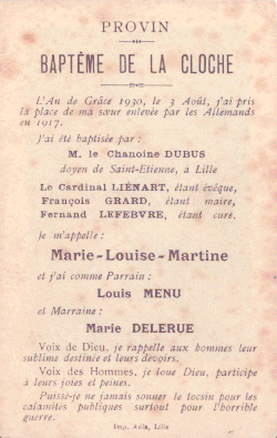 Le baptême de la cloche