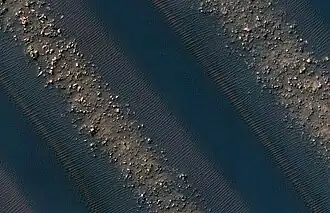 Gros plan sur le champ de dunes précédent.