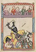 Tournoi sur destriers dans le codex Manesse (1305–1340)