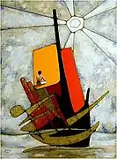 Coin de jour.1989, 75&nbsp;×&nbsp;54&nbsp;cm, acrylique et huile sur toile.