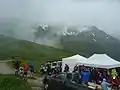 Le col des Posettes (1&nbsp;997&nbsp;m) sur le Marathon du Mont-Blanc 2014, avec des conditions météorologiques difficiles.