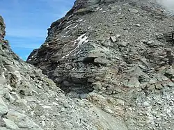 Le col du Lion entre la tête du Lion et le Cervin.