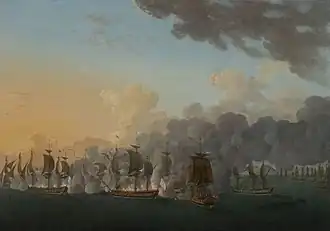 Combat naval à la hauteur de Louisbourg par Auguste-Louis de Rossel de Cercy.