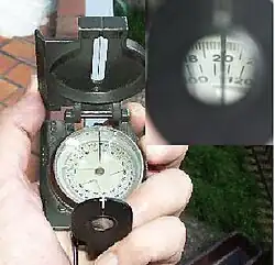 Visée (graduation vue au travers de la loupe).