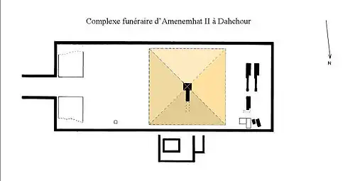 Plan du complexe funéraire d'Amenemhat II (dessin : Franck Monnier).