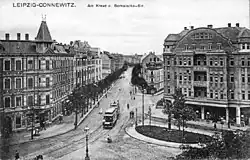 Bâtiment commercial (à droite) en 1916 à la place du jardin maraîcher