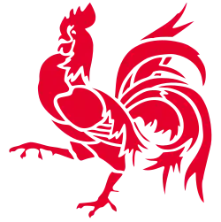 Le coq hardi rouge du drapeau de la Wallonie qui est le symbole officiel de la Région wallonne conformément à l'article 2 du décret régional du 23 juillet 1998 déterminant le jour de fête et l'emblème propres à la Région wallonne. Il s'agit du symbole le plus emblématique de la Wallonie.