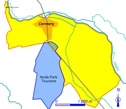 Carte matérialisant l'emprise d'une zone industrielle dans un territoire.