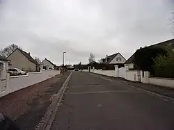 Photographie en couleurs d'une rue bordée de pavillons.