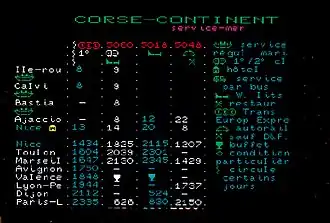 Page Vidéotex utilisant des caractères téléchargés (DRCS) (1977).