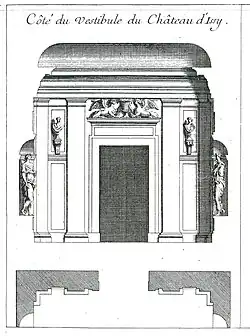 Coupe du vestibule du château d'Issy, vers 1690.