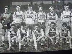 A stade Vélodrome de Creil, accroupis de gauche à droite LORY, GUILLON, TALLEUX, ORRIERE, DUGROSPREZ, debout de gauche à droite PARIZE, HERCELIN, PAHUD, ALIX, VILMONT, GILLION
