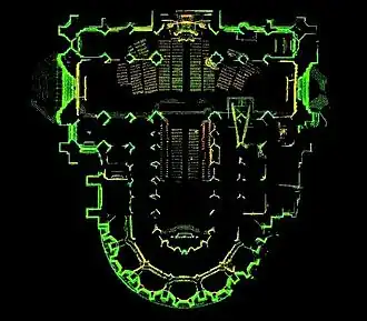 Plan de la cathédrale, tiré d'un relevé laser réalisé en 2007 par l'association CyArk.