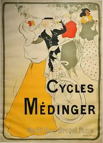 Cycles Médinger (1897), affiche de George Bottini.