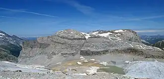 Le dôme de Pramecou en 2023 vu depuis le glacier de la Grande Motte au sud.