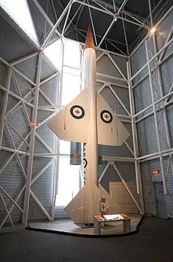 Le missile CIM‑10 Bomarc portant les couleurs de l'ARC