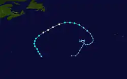 Trajectoire de l'ouragan Danny
