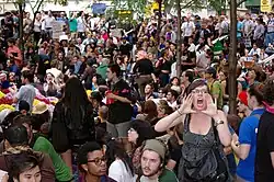 Haut-parleur humain lors de Occupy Wall Street en 2011