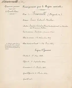 promotion dans la Légion d'Honneur. De Boureuille est également décoré de l'Ordre de Léopold.