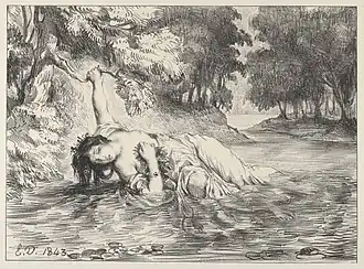 Eugène Delacroix, La Mort d'Ophélie, 1843, New-York, Metropolitan Museum of Art.