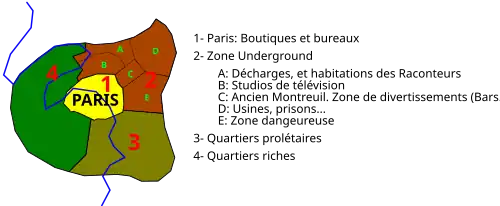 Carte de la ville de Paris fictive présentée dans Debaser