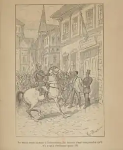 Debordeaux arrêté à Pasly, devant la mairie, et retenu par le maire Deschamps.