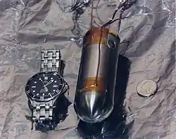 La partie inférieure de la sonde spatiale qui doit s'enfoncer dans le sol.