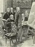 Réunion du Defence Committee (avec entre autres, Robert Arthur Talbot Gascoyne-Cecil, Henry Petty-FitzMaurice, Spencer Cavendish et Arthur Balfour) à Londres. Dessin de Samuel Begg