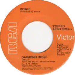Description de l'image Diamond Dogs by David Bowie UK vinyl single.png.