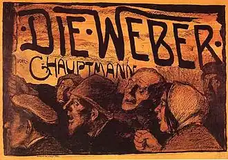 Affiche lithographique pour la pièce Die Weber de Gerhart Hauptmann (1897).