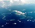 Vue aérienne de Diego Garcia, Territoire britannique de l'océan Indien.