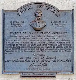 Plaque commémorative de 2009 à la mémoire de Thomas Jefferson.