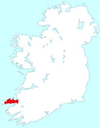 Carte de localisation de la péninsule de Dingle.