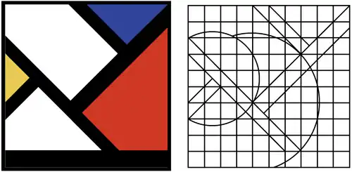 Contre-construction XIV, 1924-1925 avec les tracés régulateurs publiés en 1927