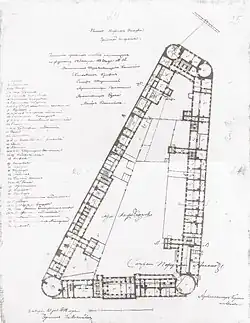 Plan du rez-de-chaussée du château. 1842.