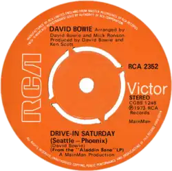 Description de l'image Drive-In Saturday by David Bowie UK vinyl single.png.