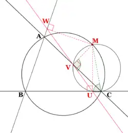 construction du cercle passant par MVUC