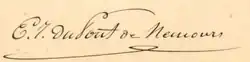 signature d'Éleuthère Irénée du Pont de Nemours