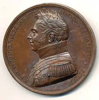 Le Duc de Berry, 1820, médaille en bronze, 41&nbsp;mm, recto.