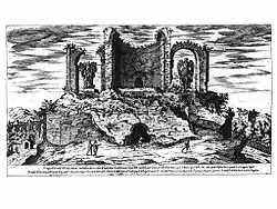 Le nymphée sur une gravure d'Étienne Dupérac, avant que les trophées de marbre ne soient retirés.