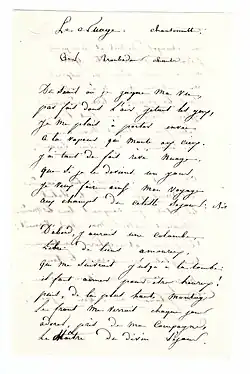 Manuscrit de son poème Le Nuage.