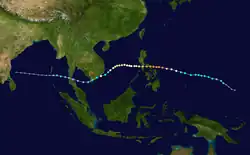 Trajectoire selon l'échelle de Saffir-Simpson.