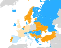 Carte montrant la répartition des pays dans chaque demi-finale.