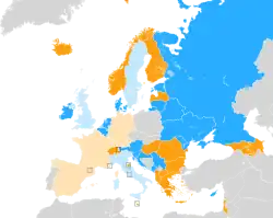 Carte montrant la répartition des pays dans chaque demi-finale.