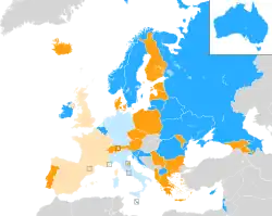 Carte montrant la répartition des pays dans chaque demi-finale.